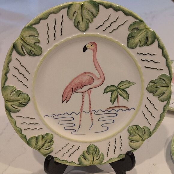 Vintage Mariposa 8.5" Flamingo Plates Hand Painted by Jilly Walsh Made In Italy - Picture 7 of 12